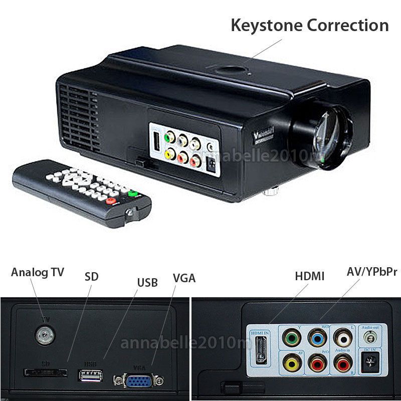 Black Home Theatre Projector LED HD Projector HDMI USB SD TV VGA s