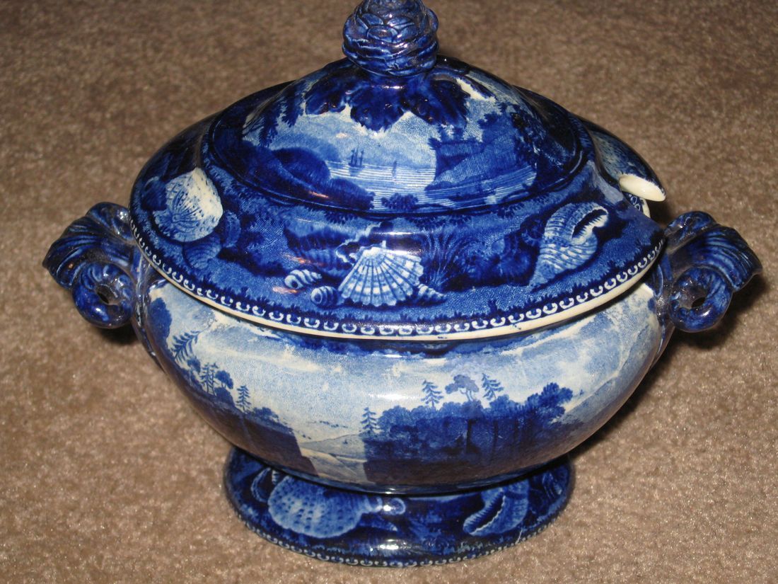  Gravy Tureen Historic Blue Passaic Falls 6 25 High by 8 by 5