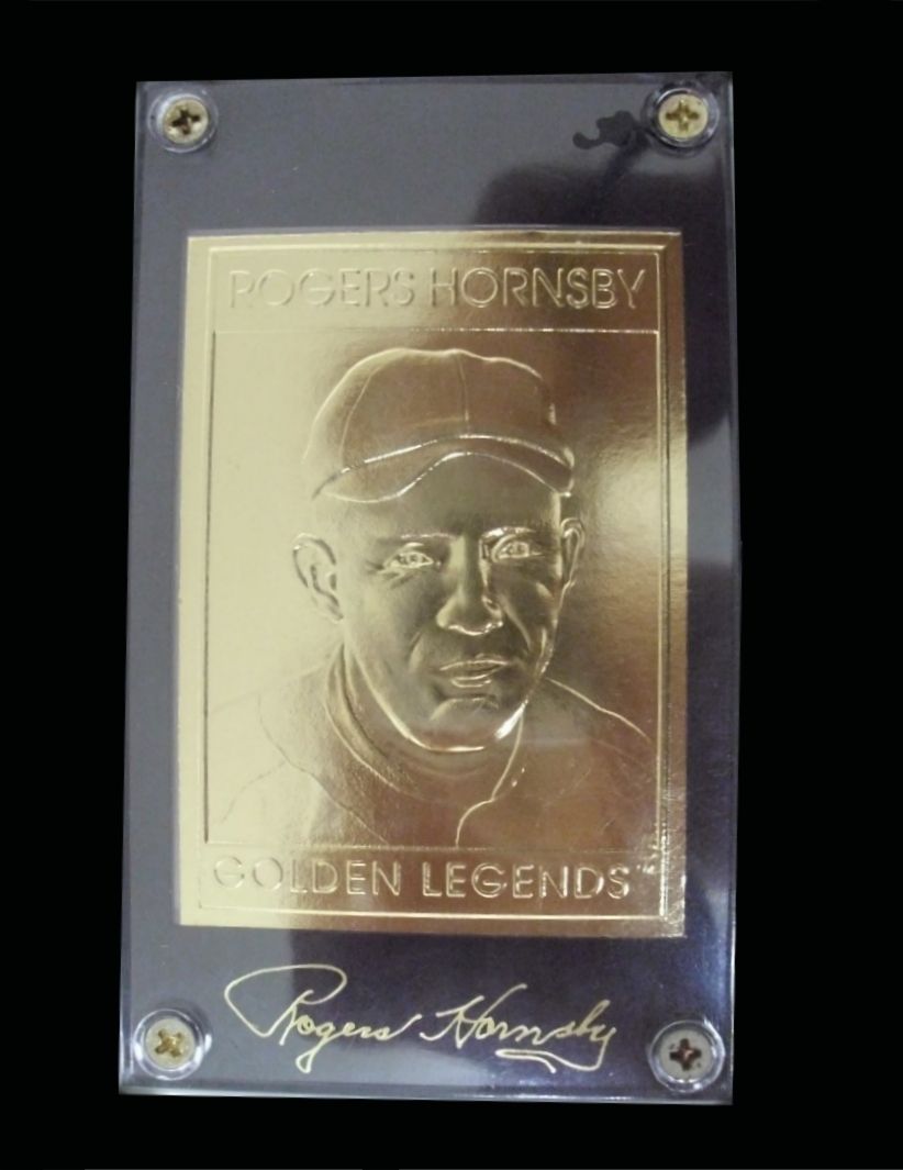 Rogers Hornsby 22K Gold Card HOF Legend with 4 Screw Holder