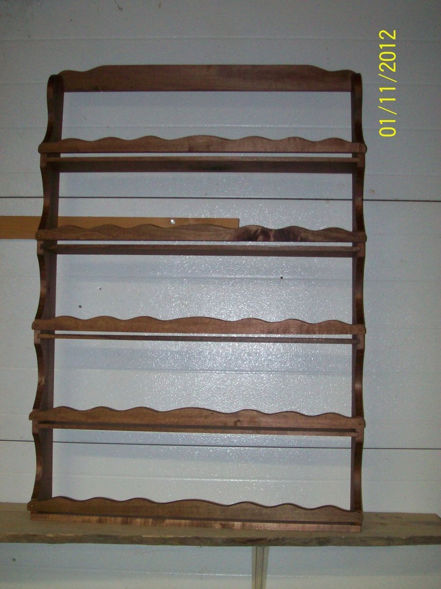 Large Wall Spice Rack Shelf Wood Handmade Kitchen Shot Glass Display