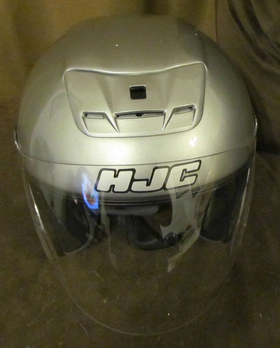 Grey HJC Motorcycle Helmet with Flip Face and Visor
