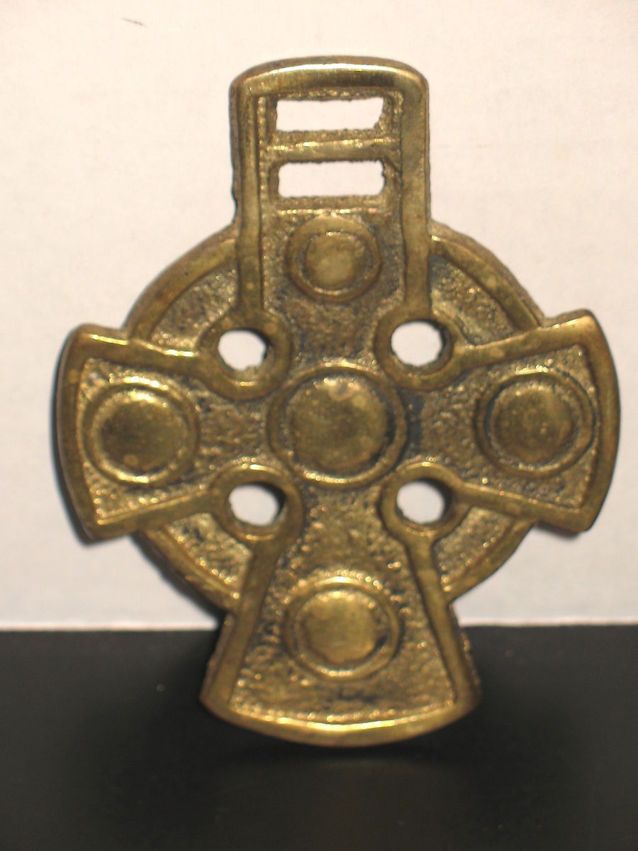 Vintage Brass Horse Harness Ornament Unusual Cross