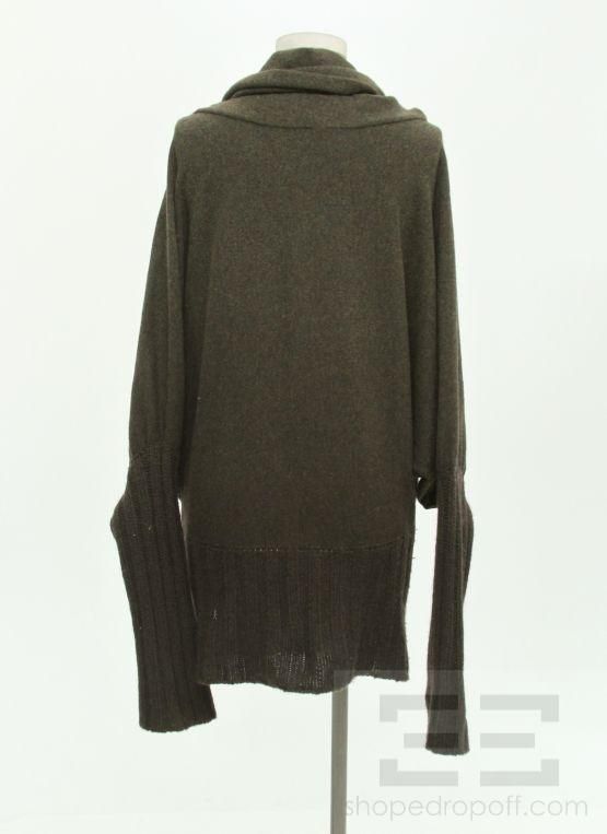 Henry Beguelin Green Brown Ombre Knit Funnel Neck Sweater