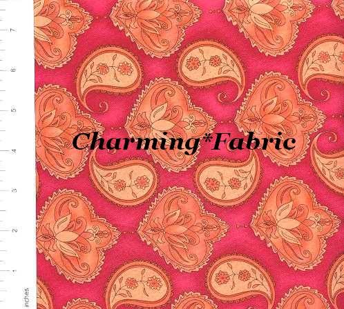 HENRY GLASS Paisley Parade Fuschia~Sherbet Fabric