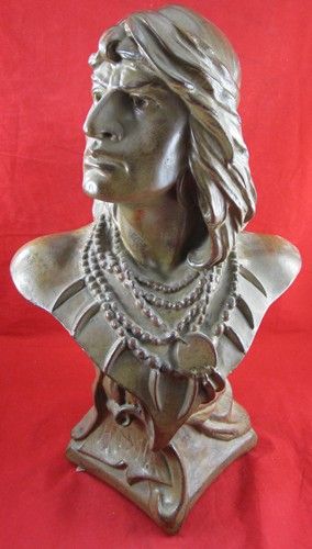 Vintage Plaster Chalkware Bust Hiawatha Native American Leader