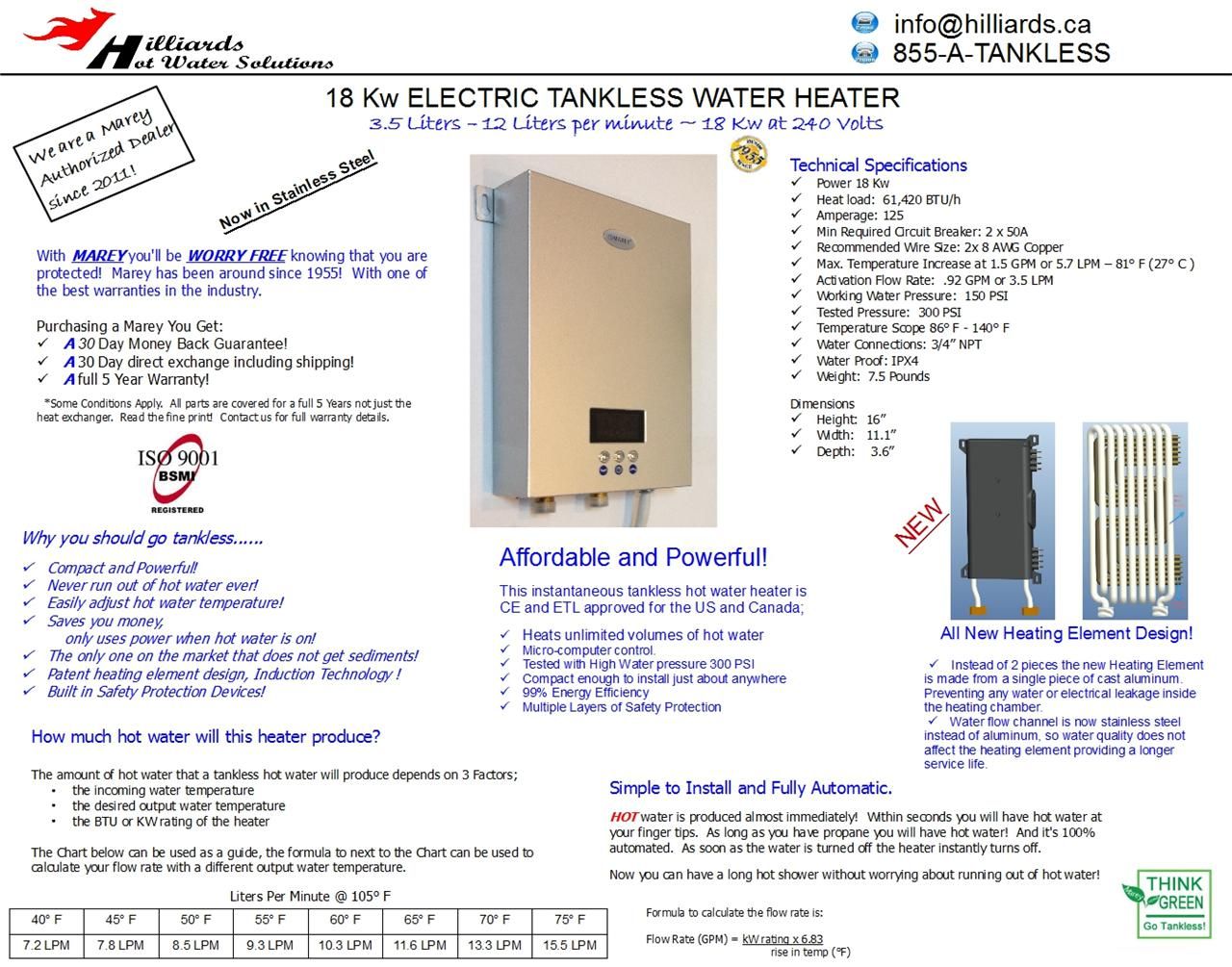 Manual and Spec sheets are available for  at hilliards.ca