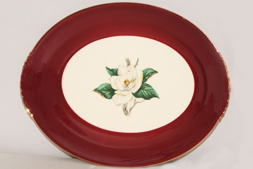 Homer Laughlin Burgundy Lifetime China Oval Serving Plate Semi