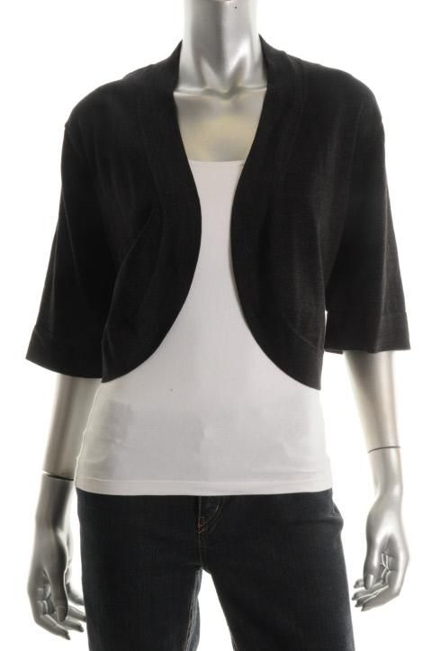 Jessica Howard New Black Metallic Casual Bolero Cardigan Sweater Top