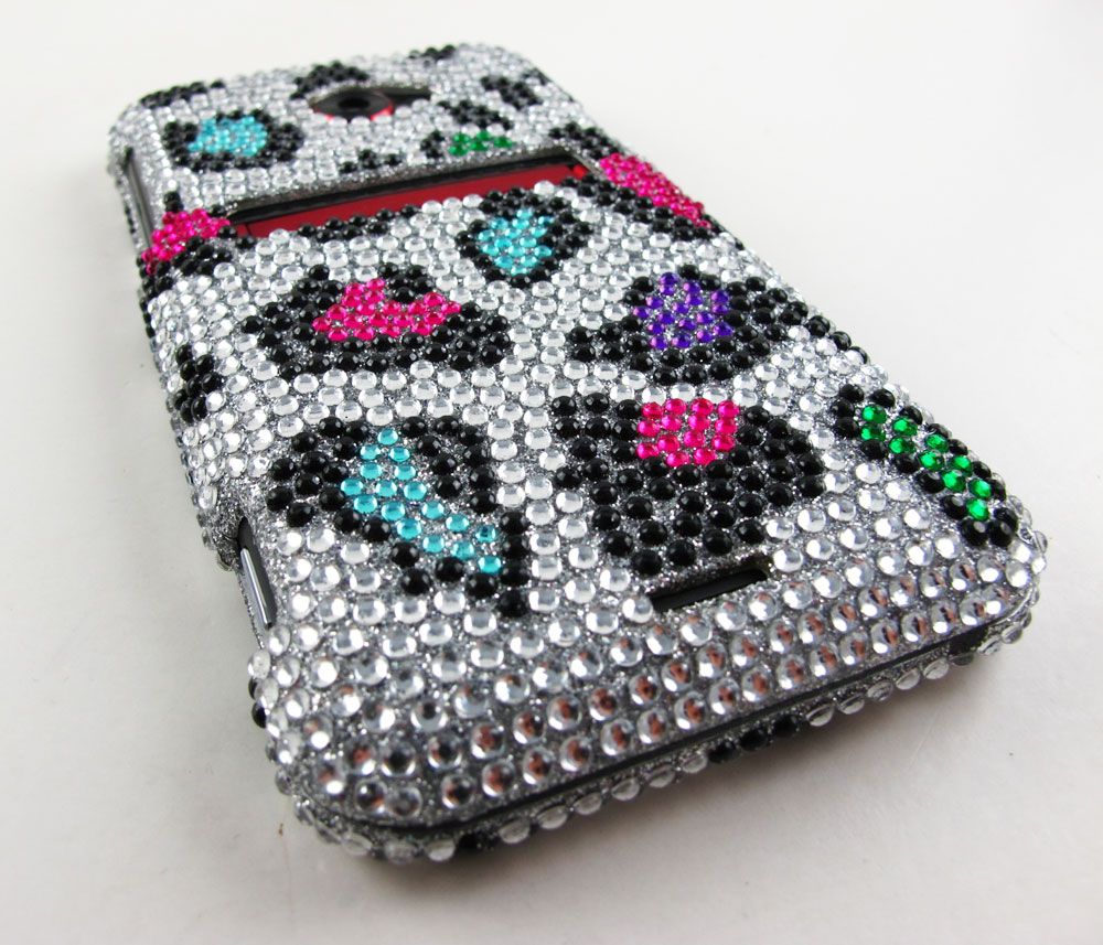 Funky Leopard Rhinestone Bling Hard Case Cover HTC EVO 4G LTE Phone