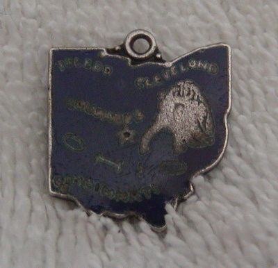 Vintage Enamel Sterling Silver Ohio State Charm Pendant