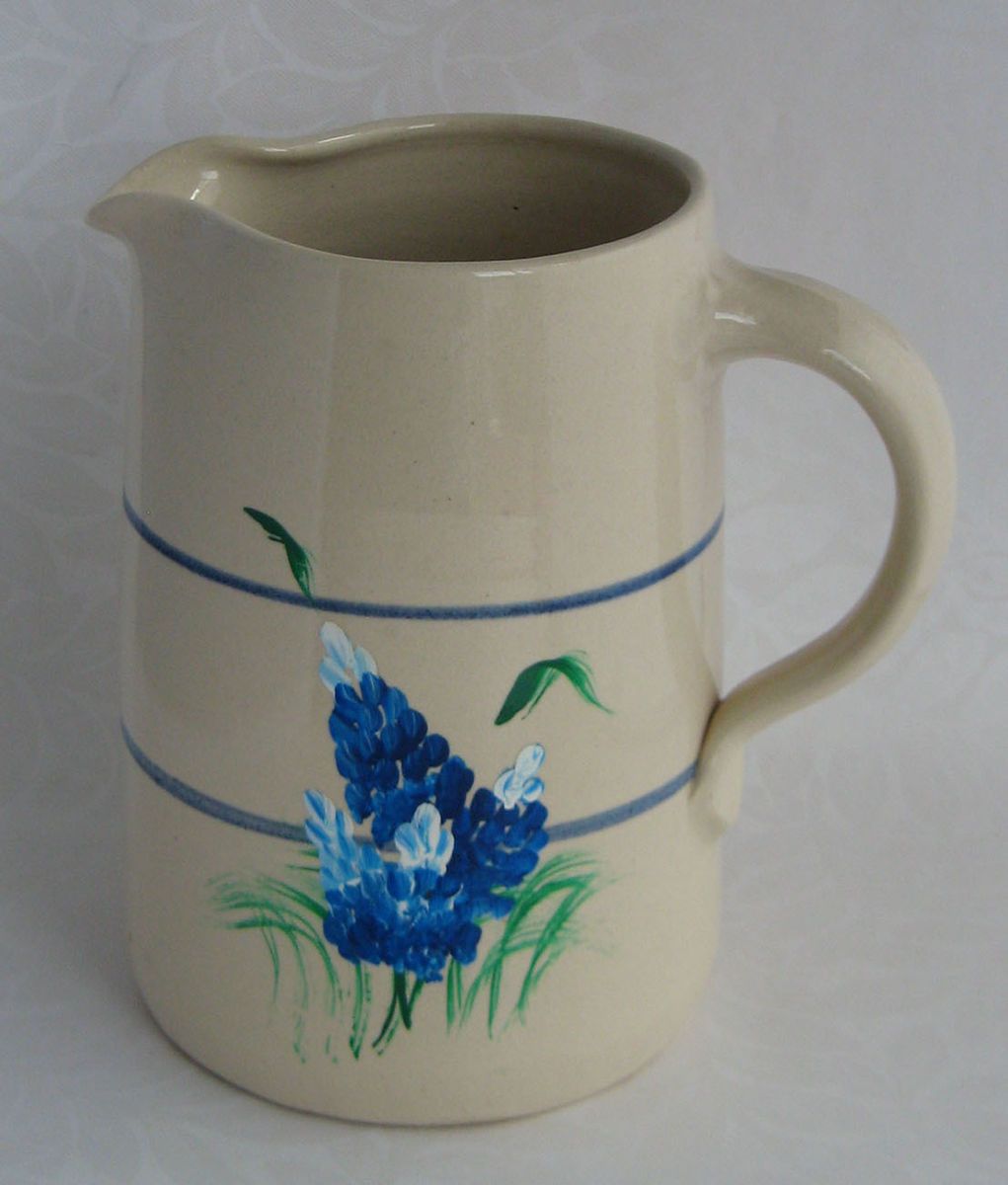  Pottery Texas Bluebonnet 7.75 Pitcher Water Beverage E. J. Humphries