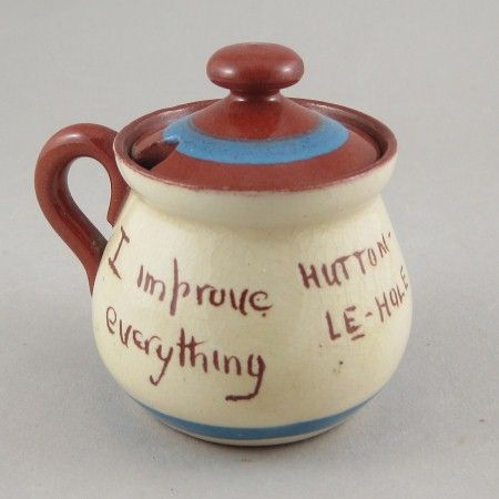 Cottage Motto Devon Torquay Ware Hutton Le Hole Mustard Pot S8