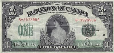 1917 Dominion of Canada $1 Princess Patricia EF