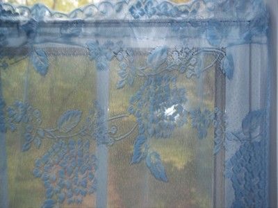 Light Blue Sky Hydrangea Lace Valance Curtain Panel Tier 62 x 30