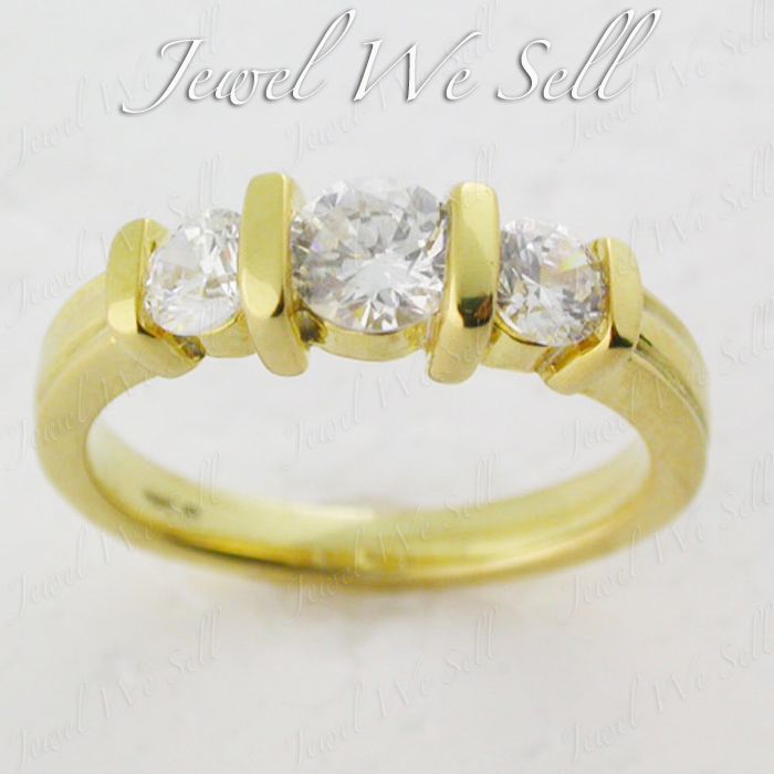 00 Ct Diamond 3 Stone Ring F VS2 14k Yellow Gold New