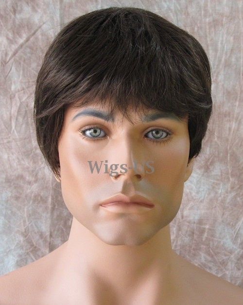 Classic Style Medium Chestnut Brown Mix Mens Full Wig