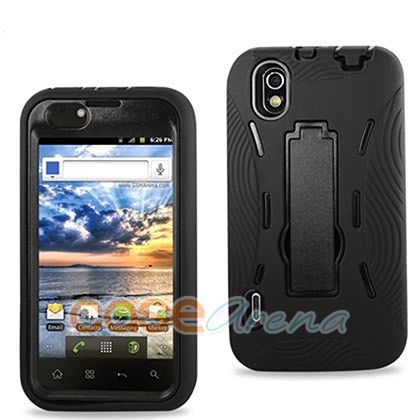  Skin+KickStand Hybrid Combo Case For LG Marquee Optimus / Ignite LS855