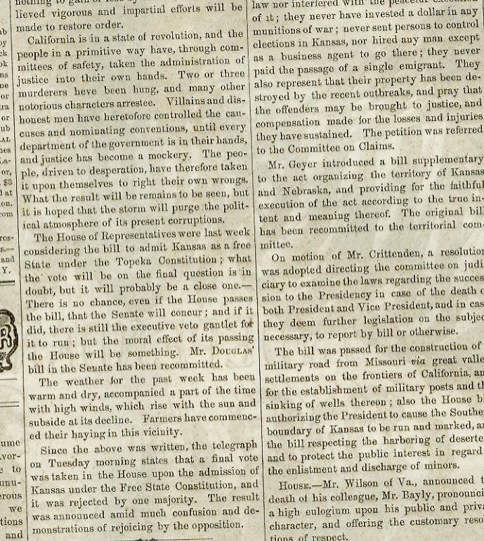  California Vigilance Lynchings Indianola Texas Camels 1856