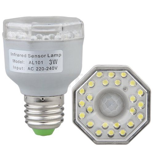 E27 IR Infrared Motion Sensor 24 LED Light Bulb Lamp 3W