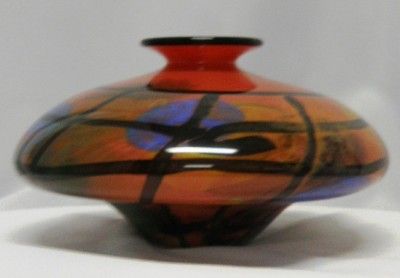 Ioan Nemtoi Amphora OZN Red Karo Blown Glass Art