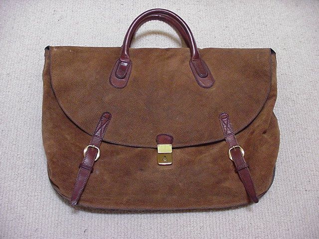 Isanti Brown Suede Leather Duffle Gym Bag Luggage Italy