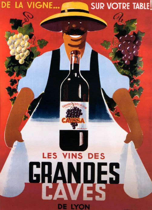 Table Wine Grandes Caves Lyon Vintage Fine Repro Poster