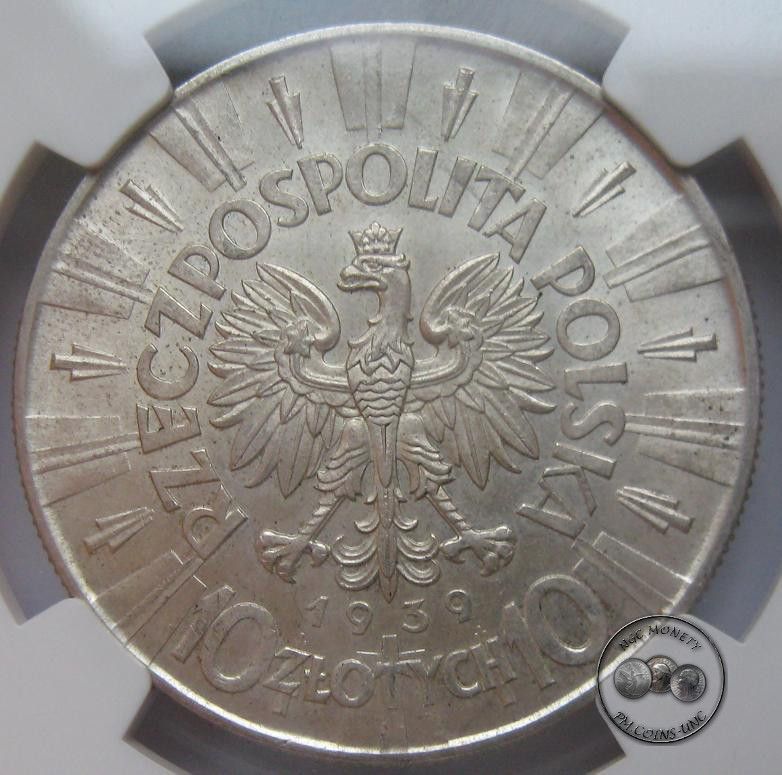 Poland 10 Zloty Jozef Pilsudski 1939 NGC MS 64