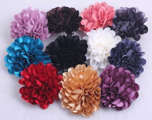 1p New Orchid Satin Silk Hair Clips Corsage Brooch Flowers Accessories