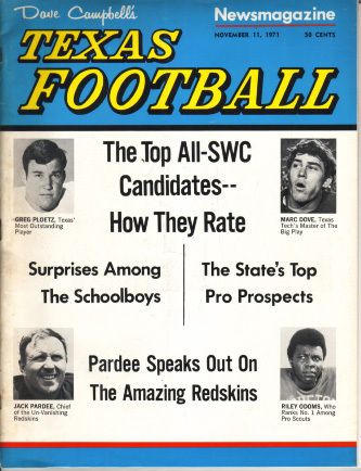 1971 Jack Pardee Redskins Texas Football Newsmagazine