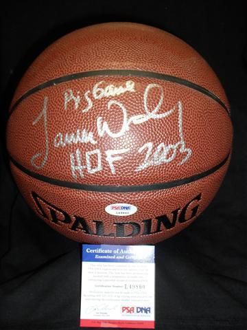 JAMES WORTHY SIGNED AUTO I O BASKETBALL BALL AUTOGRAPHED PSA DNA