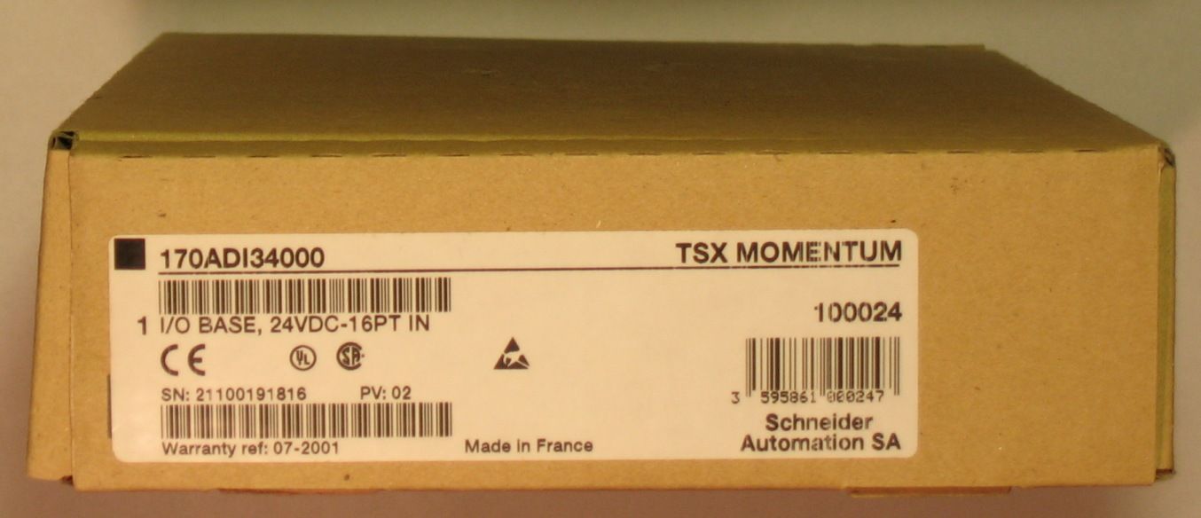 Momentum Modicon PLC 16 Point Input Base 24 VDC 170ADI34000 170 Adi