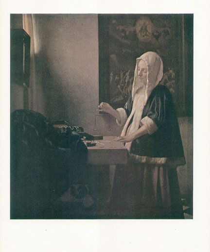 Jan Vermeer Print Vintage 1945 Woman Weighing Gold