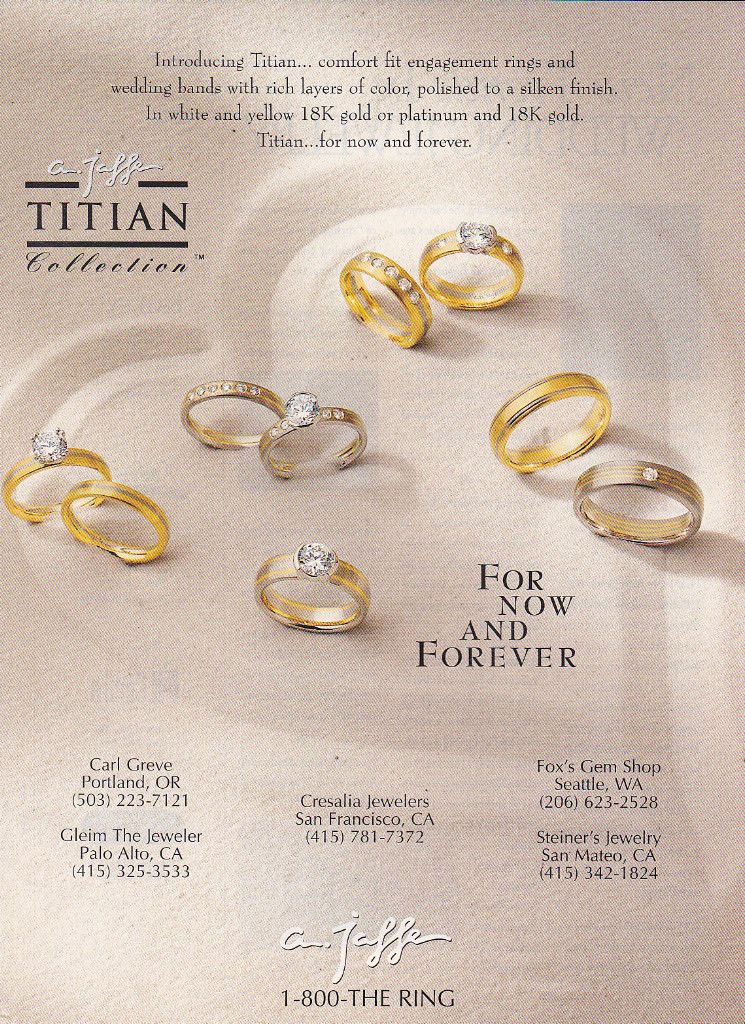 1997 A Jaffe Titian Collection Wedding Rings Print Ad