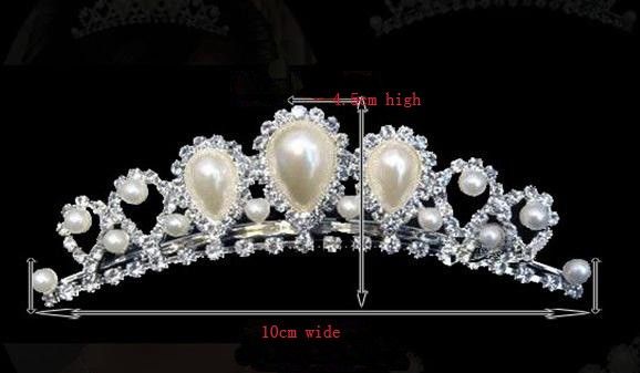 Bridal Wedding Party Jewelry Set Faux Pearl Necklace Earrings Crown