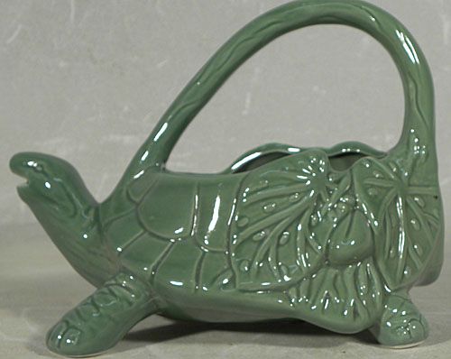 McCoy Ceramic Green Turtle Watering Pitcher Planter