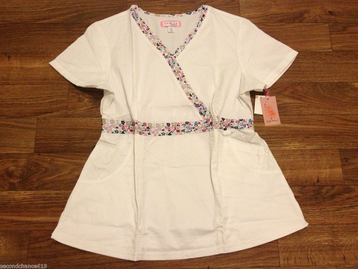 Womens Koi   Jamie * White * Scrub Top sz. XL *NEW