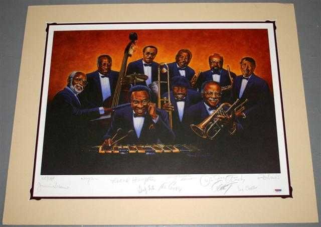 Lionel Hampton Golden Men of Jazz Signed Art PSA LOA