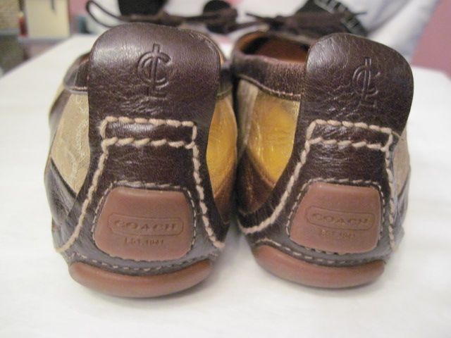 Coach Jenilee Brown Gold Patchwork Logo Shoes Flats 7 1 2 M