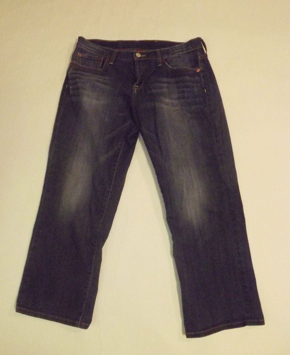  Rider Crop Med Stonewashed Distressed Straight Jean Size 8 29