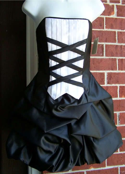 Gunne Sax Tuxedo Bubble Dress Black Corset 3 New