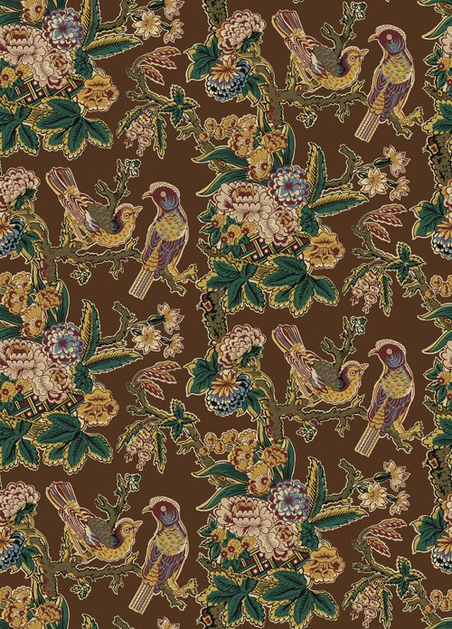 Brown Chintz Bird Tree Jo Morton Civil War Fabric Quilt