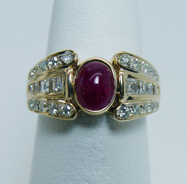 Caldwell Designer Sapphire Ruby Flip Square Diamond Ring 18K Estate