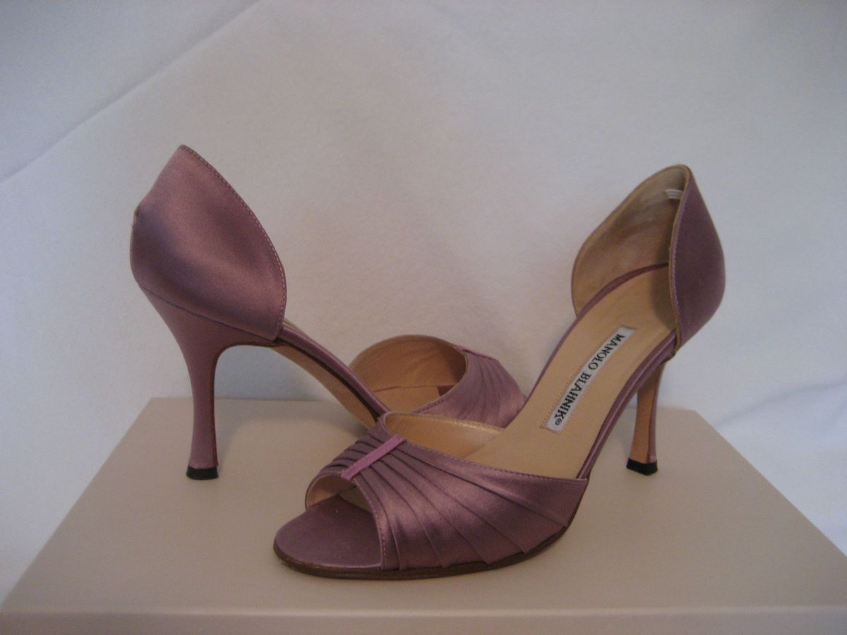  Manolo Blahnik Satin DOrsay Heels Jimmy Choo Box Size 36 5 NR