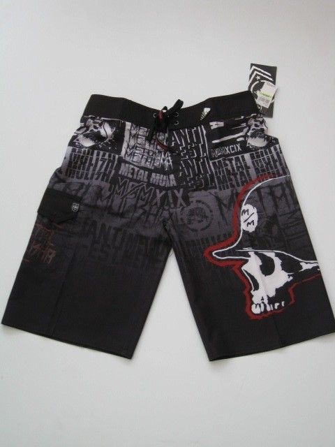 Echelon Boardshorts Metal Mulisha Black Red Board Shorts Short Skull