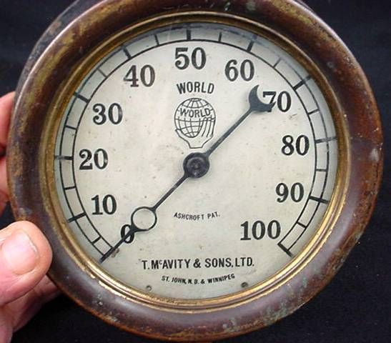 Old Steam Gauge Ashcroft Pat T McAvity & Sons St John NB & Winnipeg