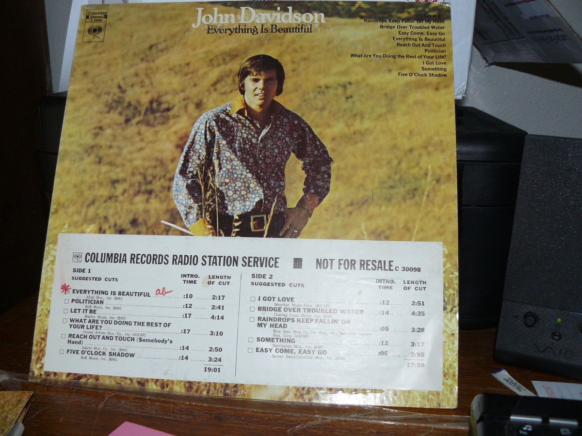 John Davidson Everything Is Beautiful Columbia C 30098 Promo