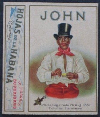 1930s Box John Cigarros Negro in Top Hat Hojas de La Habana Colunas