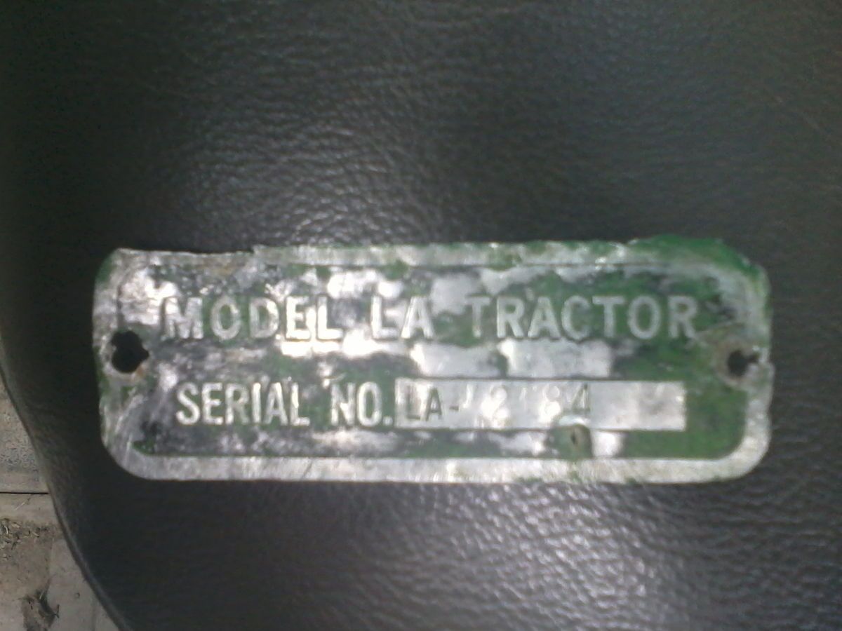 John Deere La Serial Tag L Li  