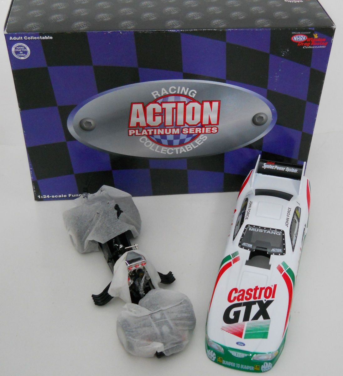John Force 1997 Castrol GTX Ford Mustang 1 24 Scale Diecast Funny Car Action  