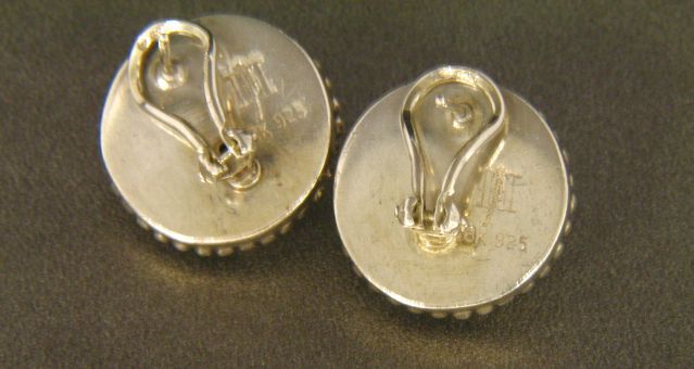 John Hardy Sterling 18kt Button Pierced Earrings  